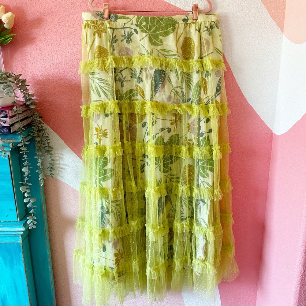 Anthropologie Yellow Floral Tiered Maxi Skirt - Picture 3 of 8